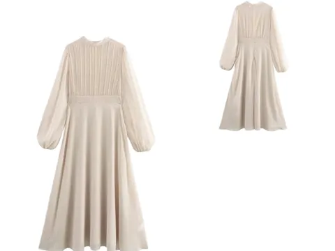 Zara Dress - Cream Long Sleeve Midi