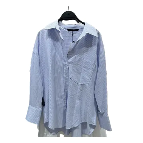 Zara Shirt - Blue Stripe Oversized, Pocket