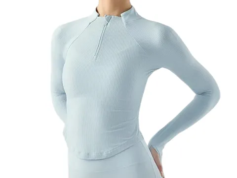 Alo Long Tee - Sky Blue Half-Zip