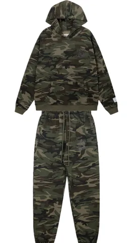 Gallery Dept Set - Green Camo Hoodie Set