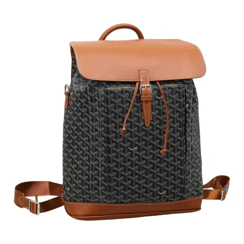 Goyard Bag - Black & Tan Flap Backpack