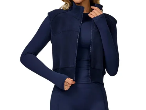 Alo Coat - Navy Cropped Zip
