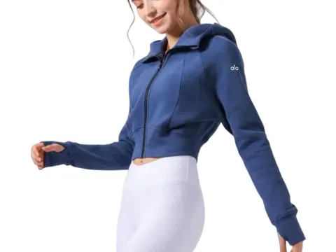 Alo Hoodie - Blue Cropped Zip