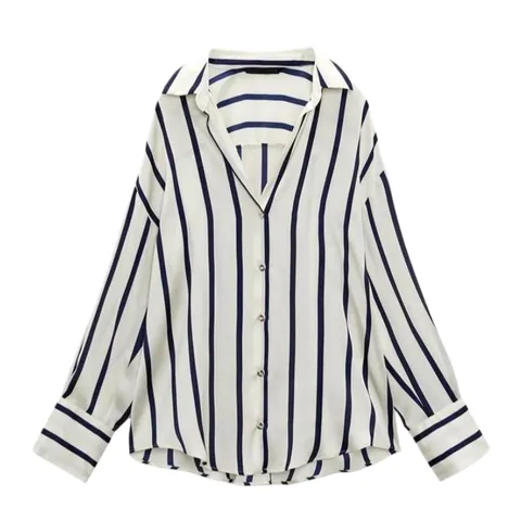 Zara Shirt - Navy & Cream Stripe