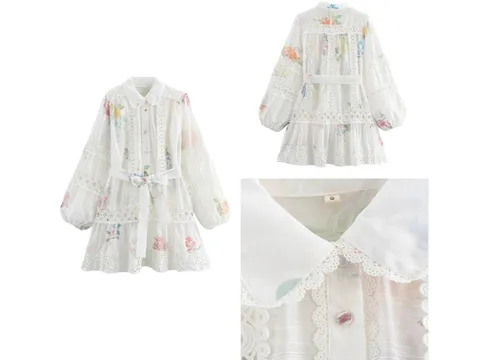 Zara Dress - White Embroidered Tiered