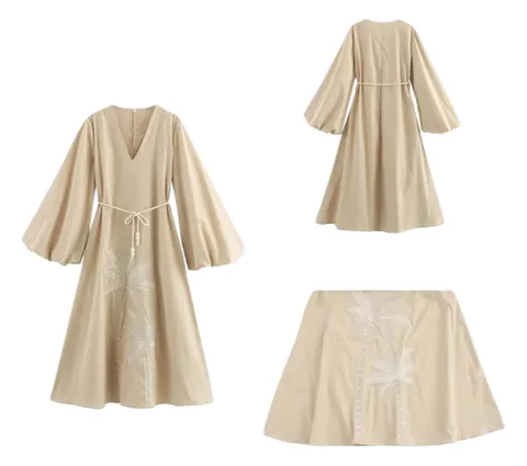 Zara Dress - Cream Embroidered Midi