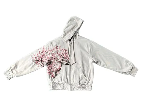 Derschutze Coat - Cream Blossom Zip