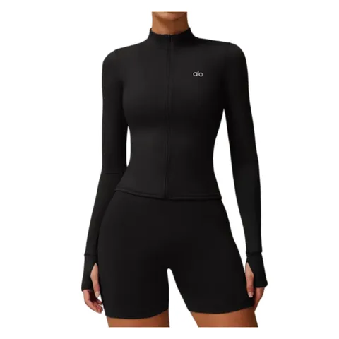 Alo Long Tee - Black Zip Top