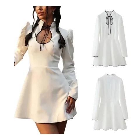Zara Dress - White Keyhole Mini