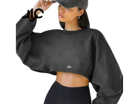 Alo Hoodie - Charcoal Cropped Crew