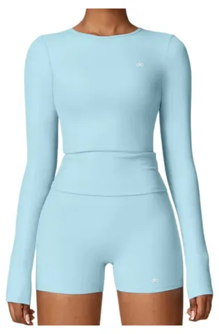 Alo Long Tee - Sky Blue Top & Shorts