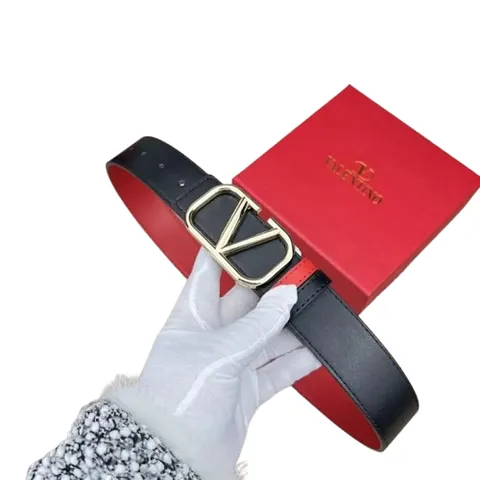 Valentino Belt - Black & Red VLogo