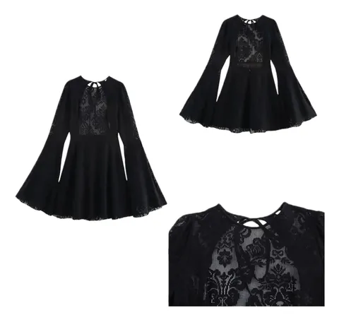 Zara Dress - Black Lace Cape Mini