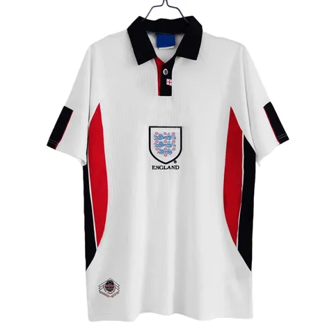 1998 season England home retro Fan version - White Short Sleeve