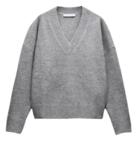 Zara Sweater - Grey V-Neck Knit