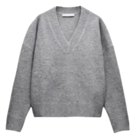 Zara Sweater - Grey V-Neck Knit