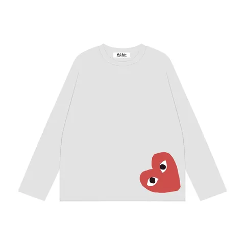 CDG Play Long Tee - White Side Heart