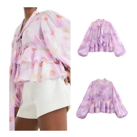 Zara Shirt - Lilac Ruffle Blouse