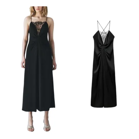 Zara Dress - Black Slip Midi