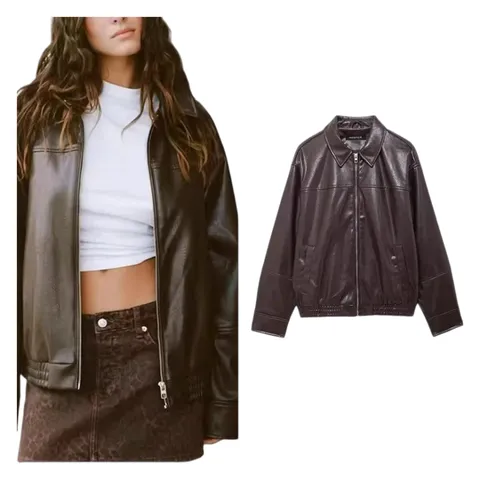 Zara Leather - Brown Leather Jacket