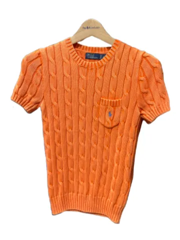 Ralph Lauren Cropped Sweater Shirt - Orange Cable Knit