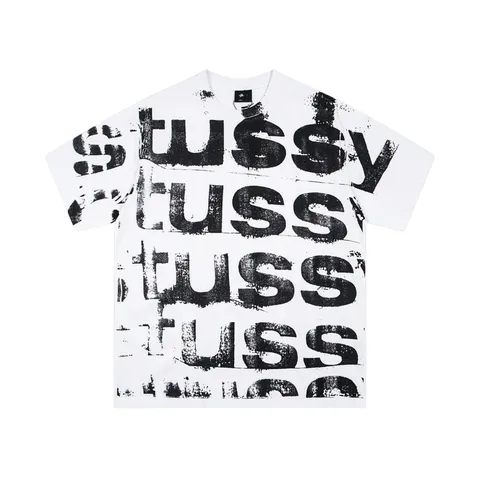 Stussy Tee - White All-Over Logo