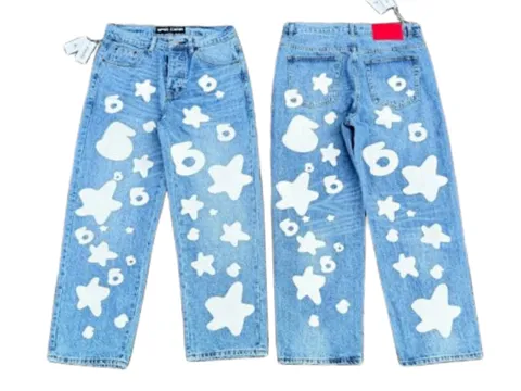 Sp5der Jeans - Light Wash Star Print