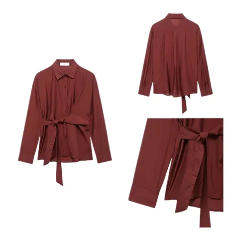Zara Shirt - Rust Tie-Waist