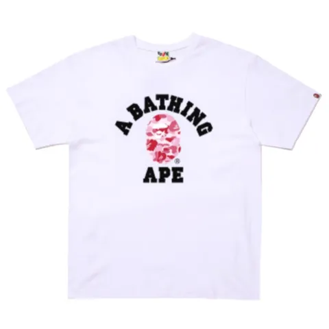 Bape tee - White Pink Camo College Logo