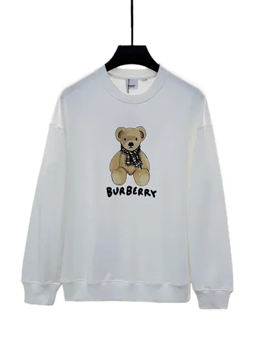Burberry Hoodie - White Teddy Bear, Cotton