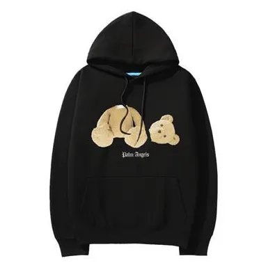 Palm Angel Hoodie - Black Teddy Bear, Fleece-Lined