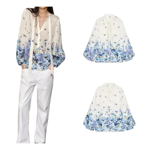 Zara Shirt - Blue Floral Blouse