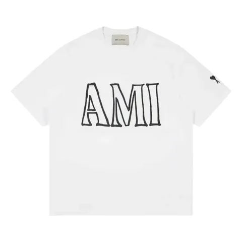 Ami Tee - White AMI Outline