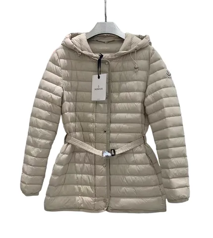 Moncler Down Jacket - Beige Belted Hooded