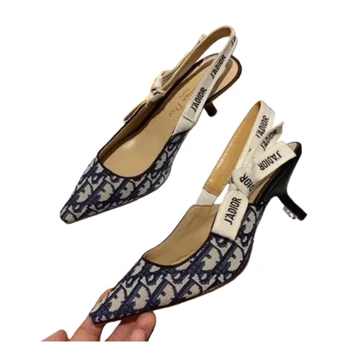Dior High Heels - Navy Oblique Slingback