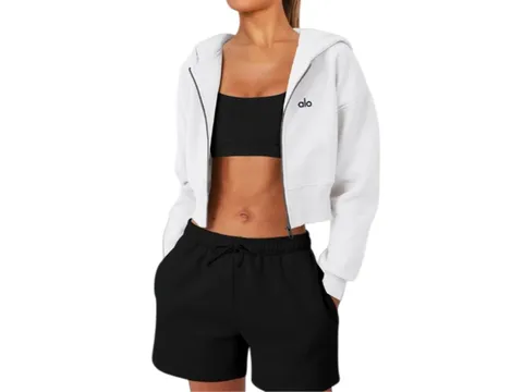 Alo Hoodie - White Zip Hoodie