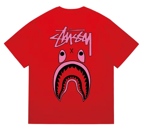 Bape Tee - Red Stussy Shark