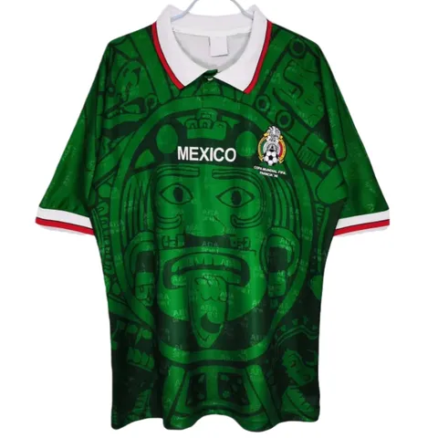1998 season Mexico home retro Fan version - Green Aztec, Bright