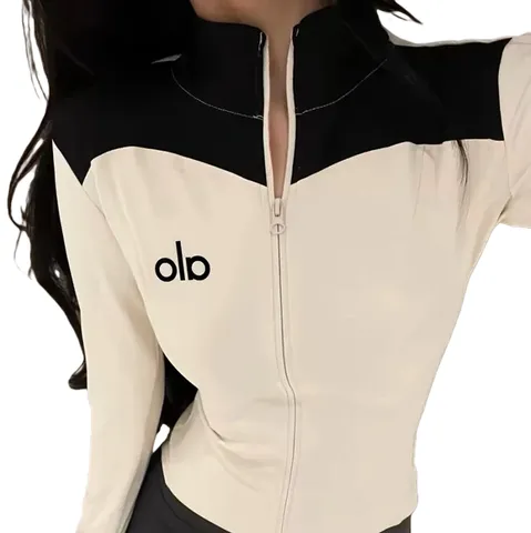 Alo Coat - Cream & Black Fitted Zip