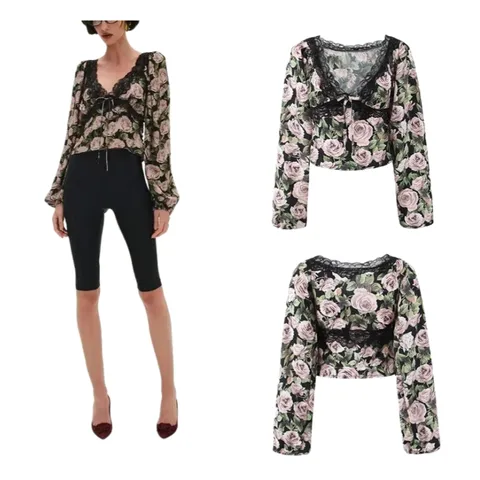 Zara Shirt - Floral Crop Blouse