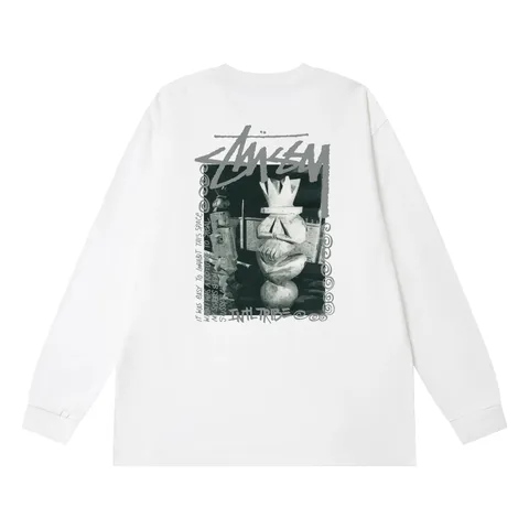 Stussy Long Tee - White Photo Print