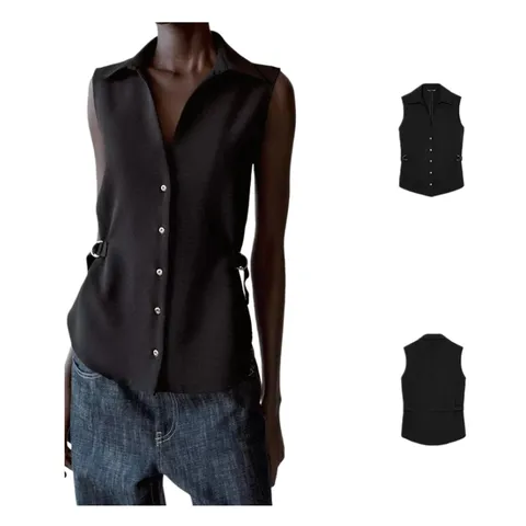 Zara Shirt - Black Sleeveless