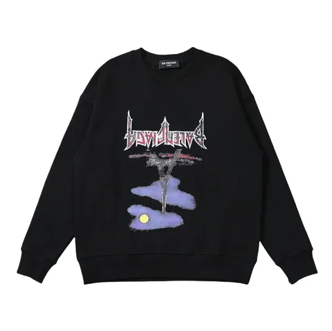 Balenciaga Hoodie - Black Metal Print