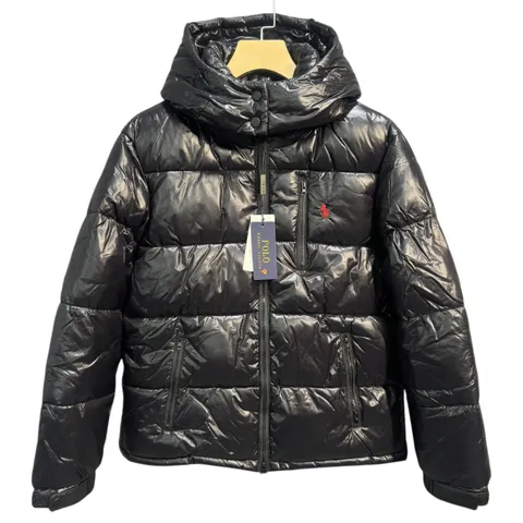 Ralph Lauren Quilted Jacket - Black Glossy Hooded