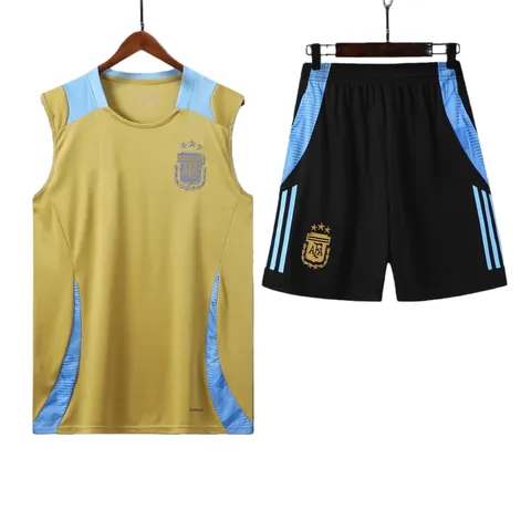 2425 Argentina Training clothes suit vest Fan version - Gold Vest & Shorts