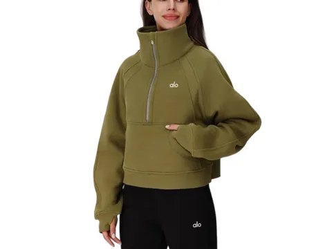Alo Hoodie - Olive Half-Zip