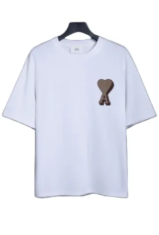 Ami Tee - White Brown Heart