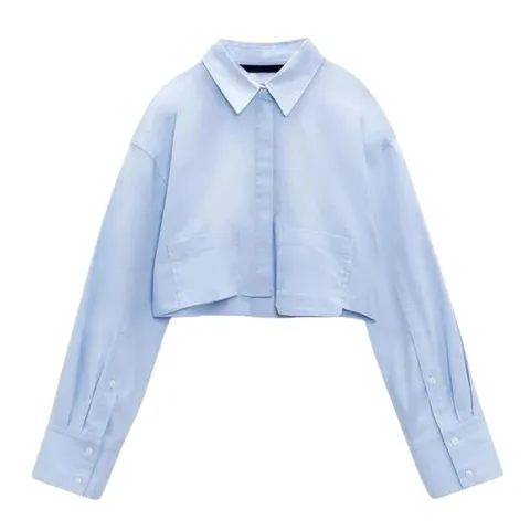 Zara Shirt - Sky Blue Cropped