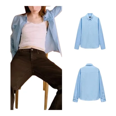 Zara Shirt - Sky Blue Oversized, Poplin