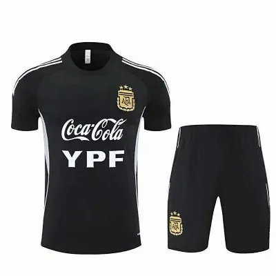 2526 season Argentina Training clothes suit Short sleeve Fan version - Black YPF Tee & Shorts